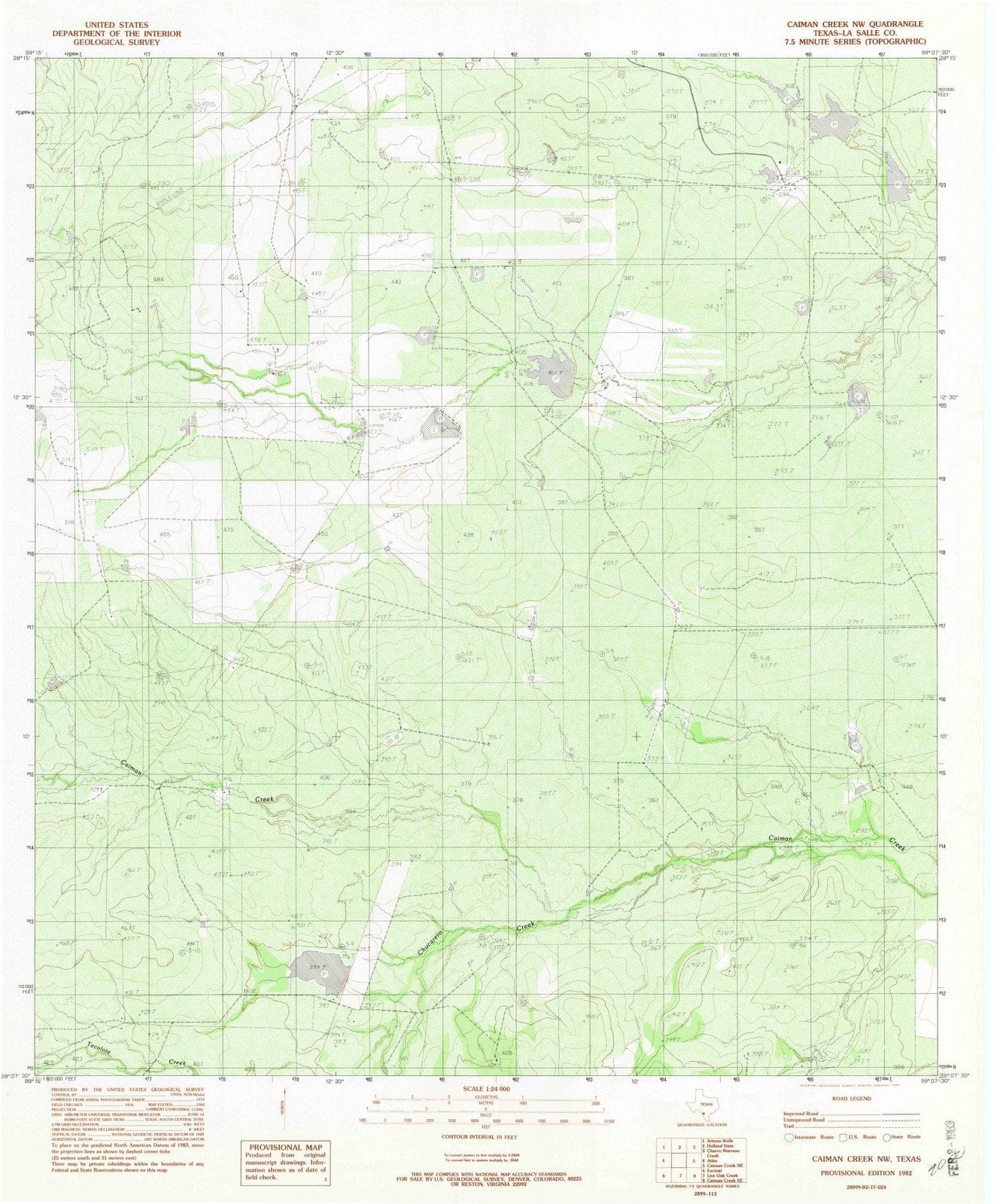1982 Caiman Creek, TX - Texas - USGS Topographic Map