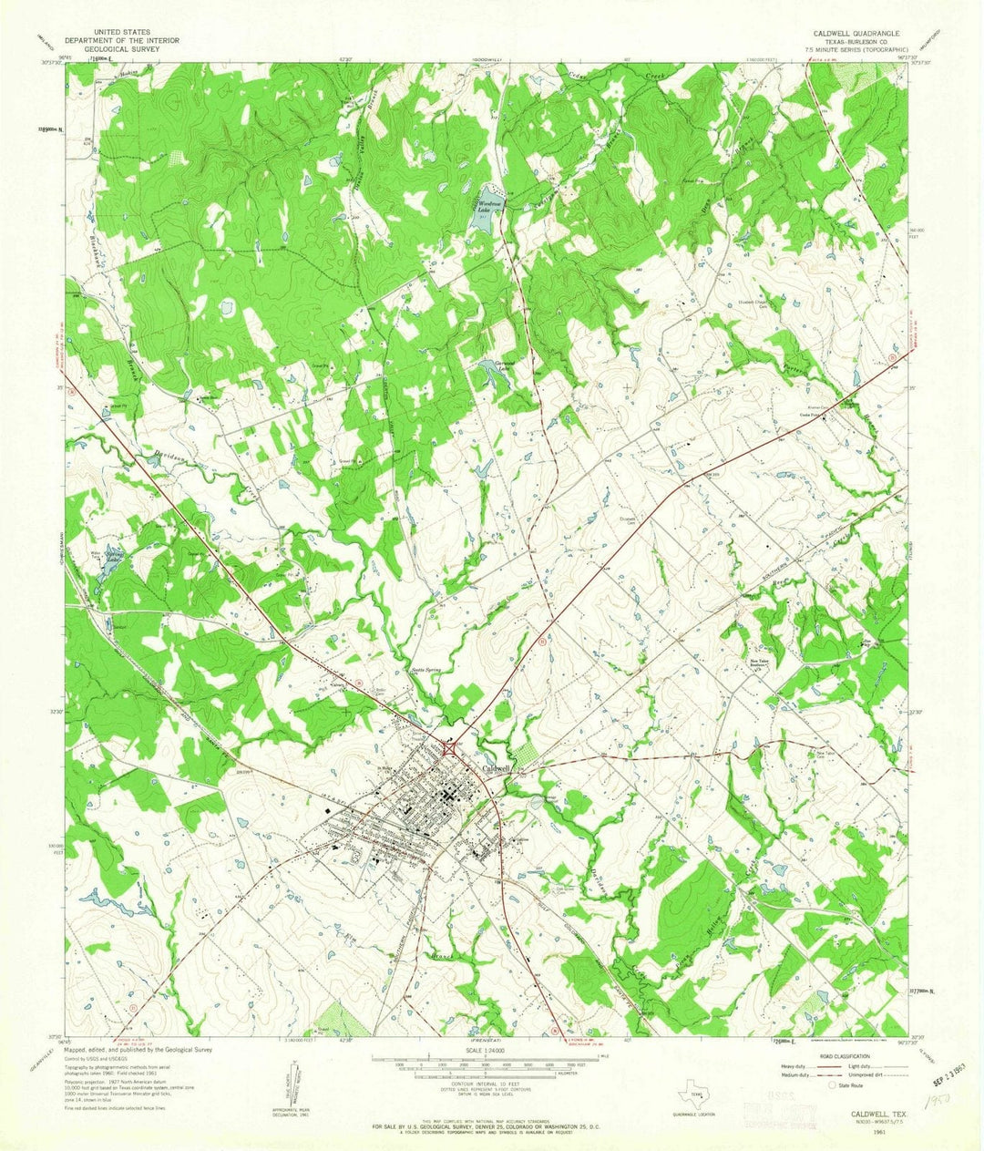 1961 Caldwell, TX - Texas - USGS Topographic Map