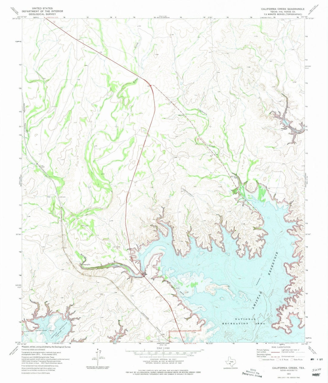 1972 California Creek, TX - Texas - USGS Topographic Map