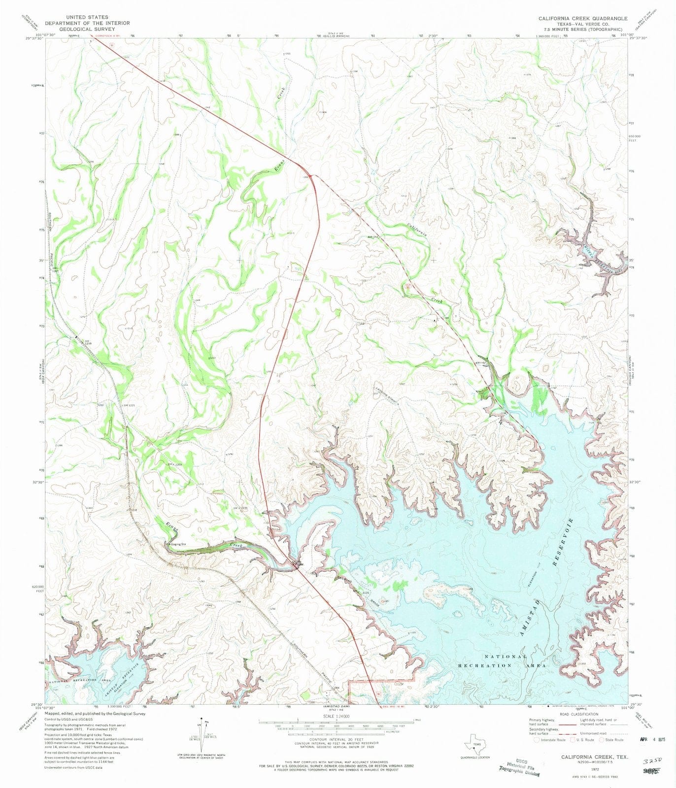 1972 California Creek, TX - Texas - USGS Topographic Map
