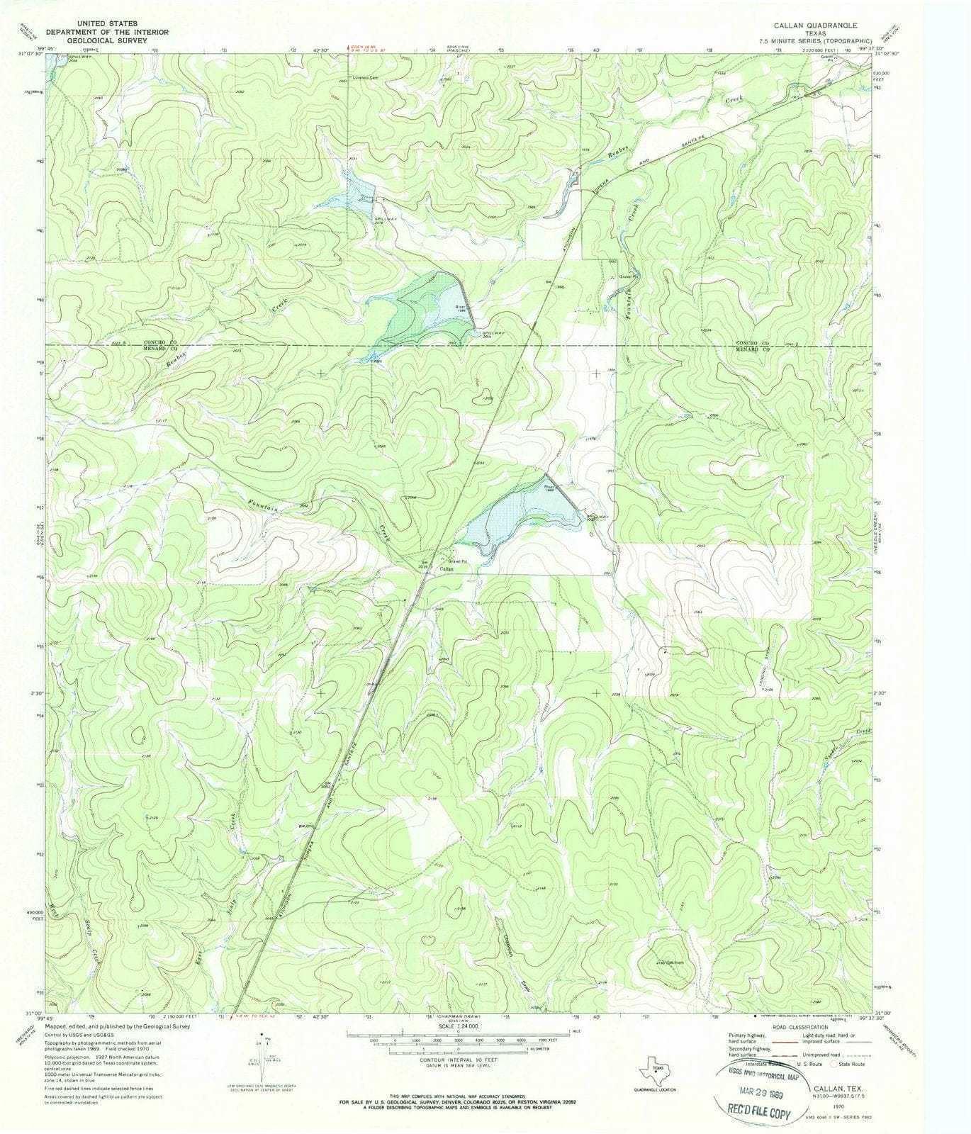 1970 Callan, TX - Texas - USGS Topographic Map