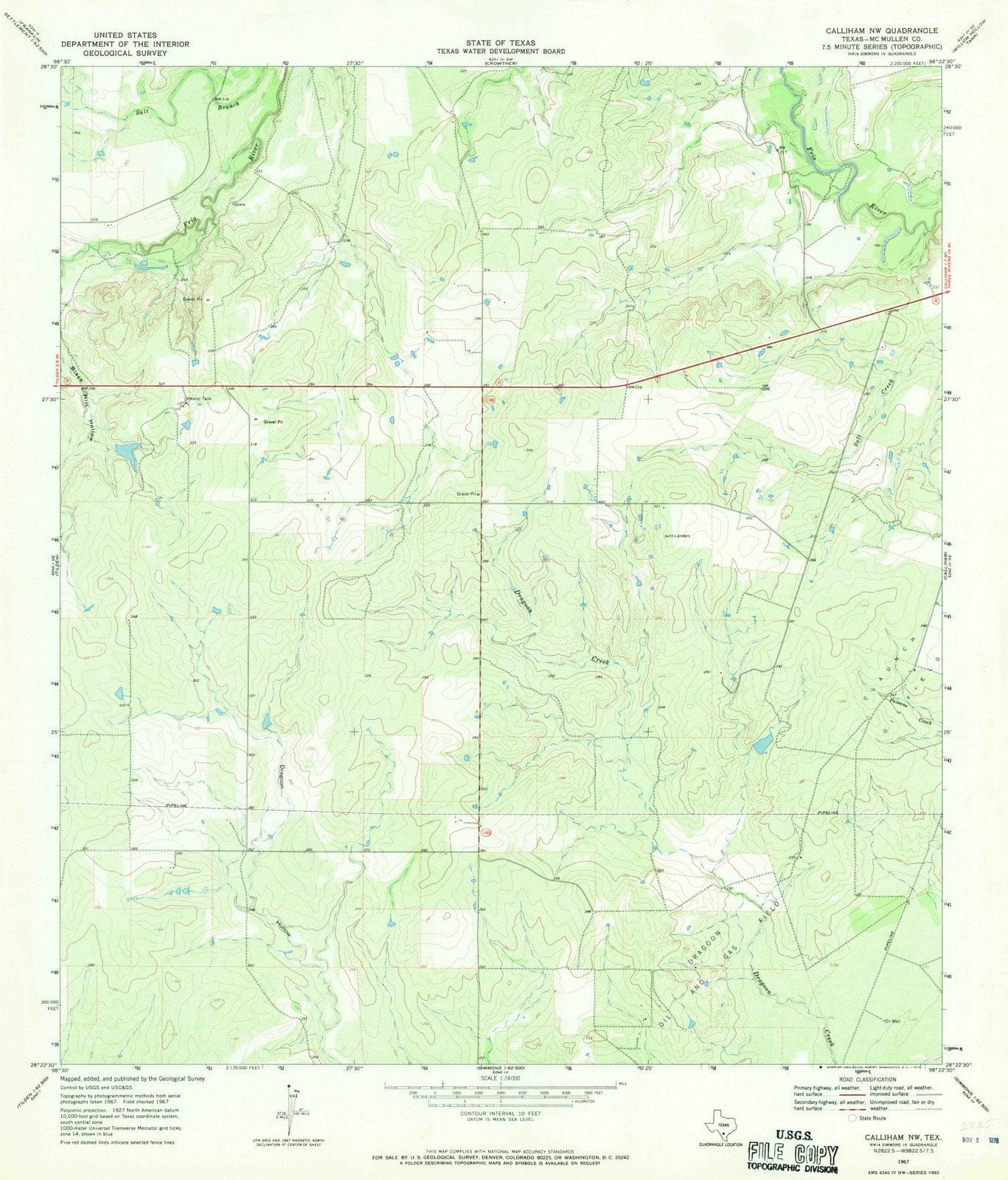 1967 Calliham, TX - Texas - USGS Topographic Map