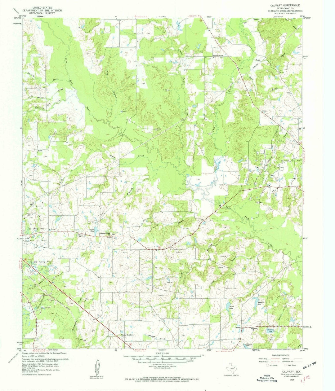 1959 Calvary, TX - Texas - USGS Topographic Map