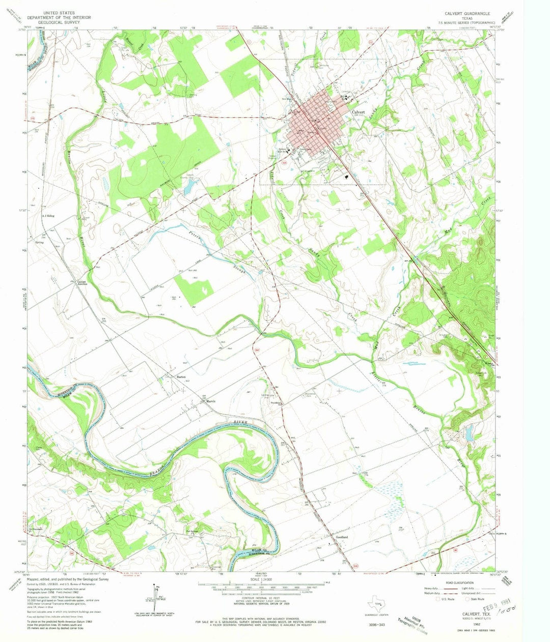 1962 Calvert, TX - Texas - USGS Topographic Map