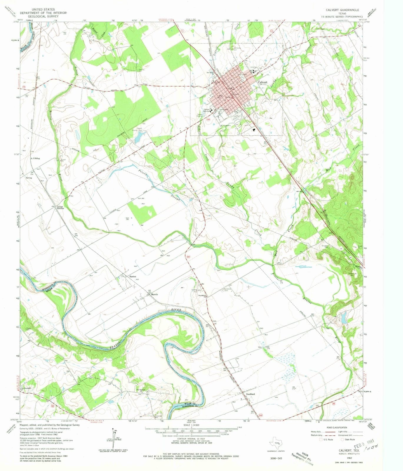 1962 Calvert, TX - Texas - USGS Topographic Map