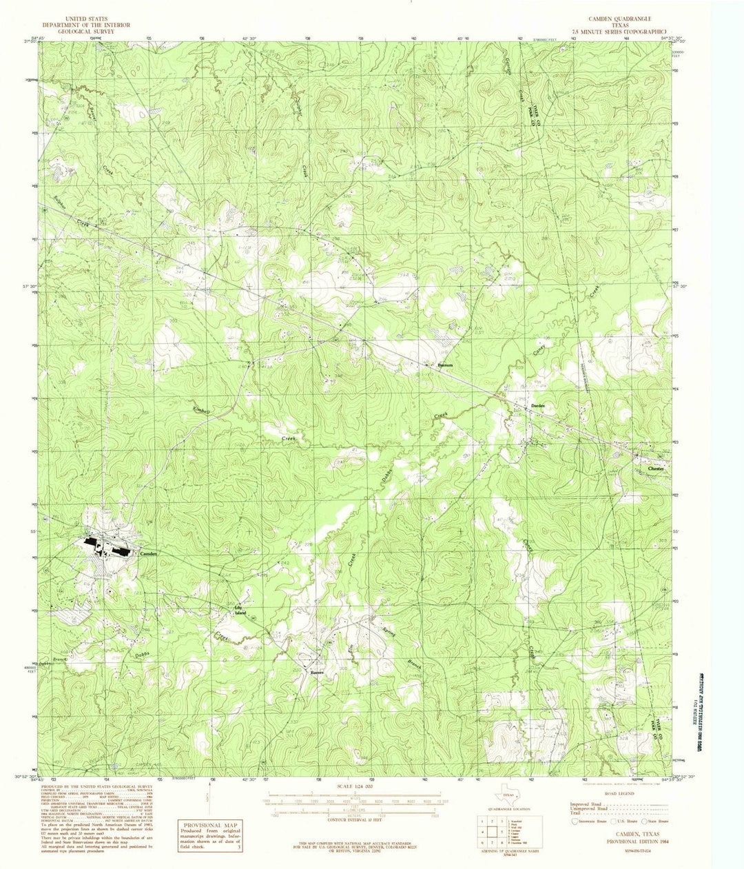 1984 Camden, TX - Texas - USGS Topographic Map