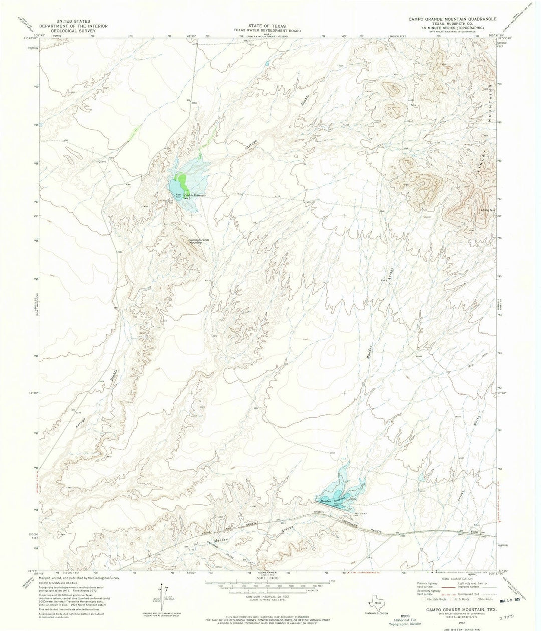 1972 Campo Grande Mountain, TX - Texas - USGS Topographic Map