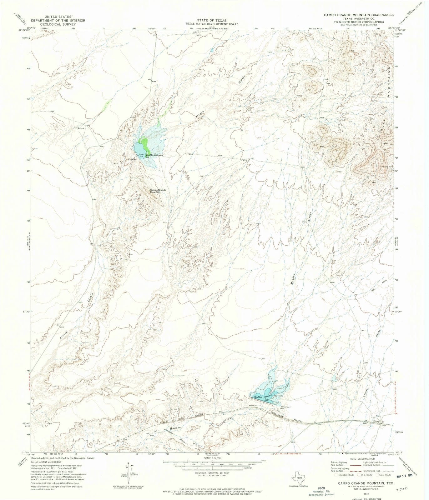 1972 Campo Grande Mountain, TX - Texas - USGS Topographic Map