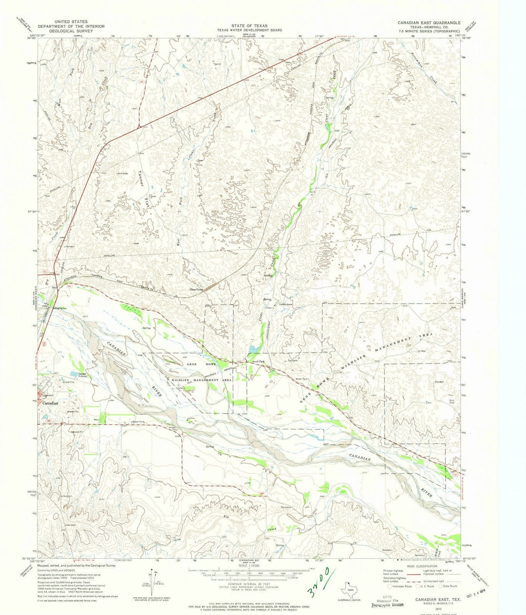 1972 Canadian East, TX - Texas - USGS Topographic Map
