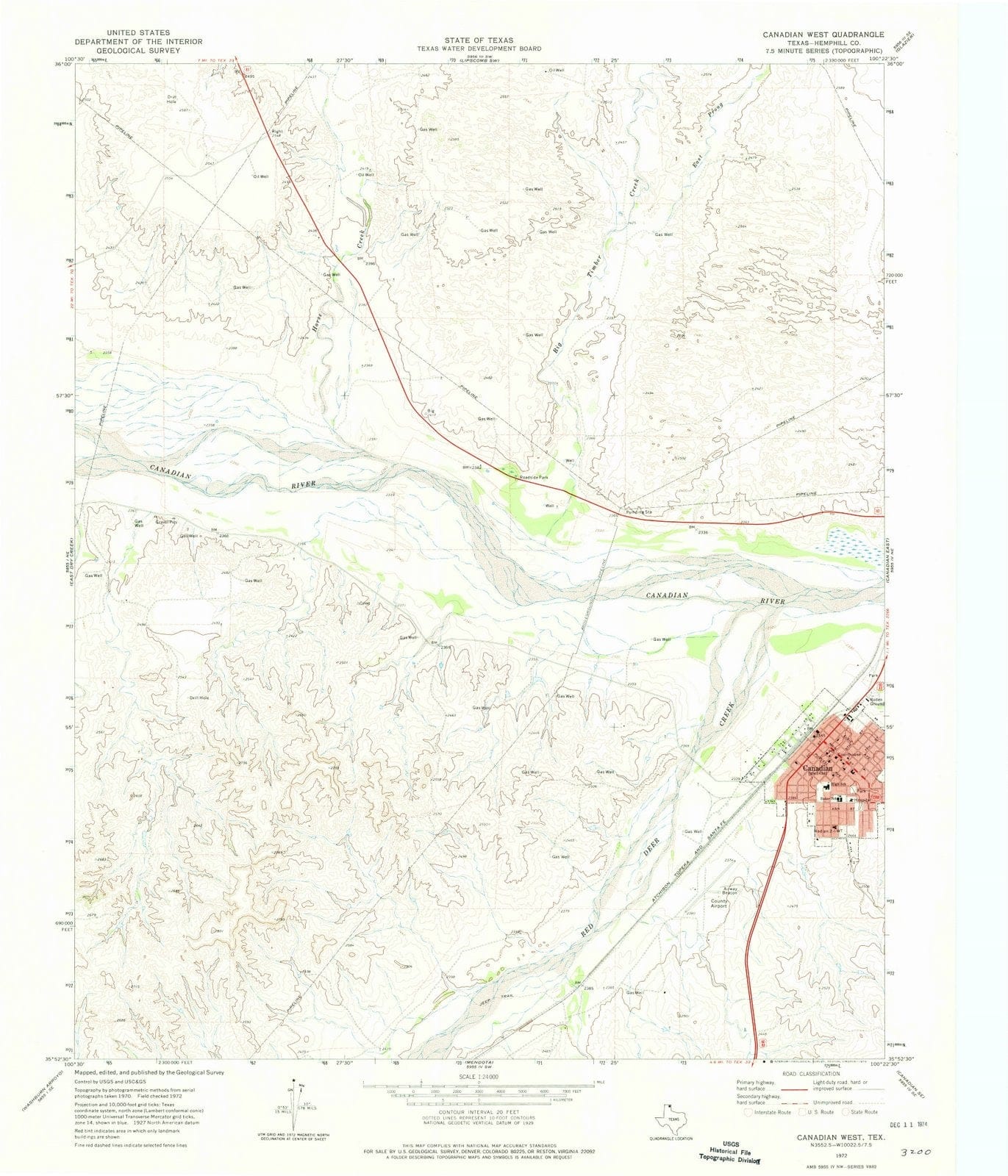 1972 Canadian West, TX - Texas - USGS Topographic Map