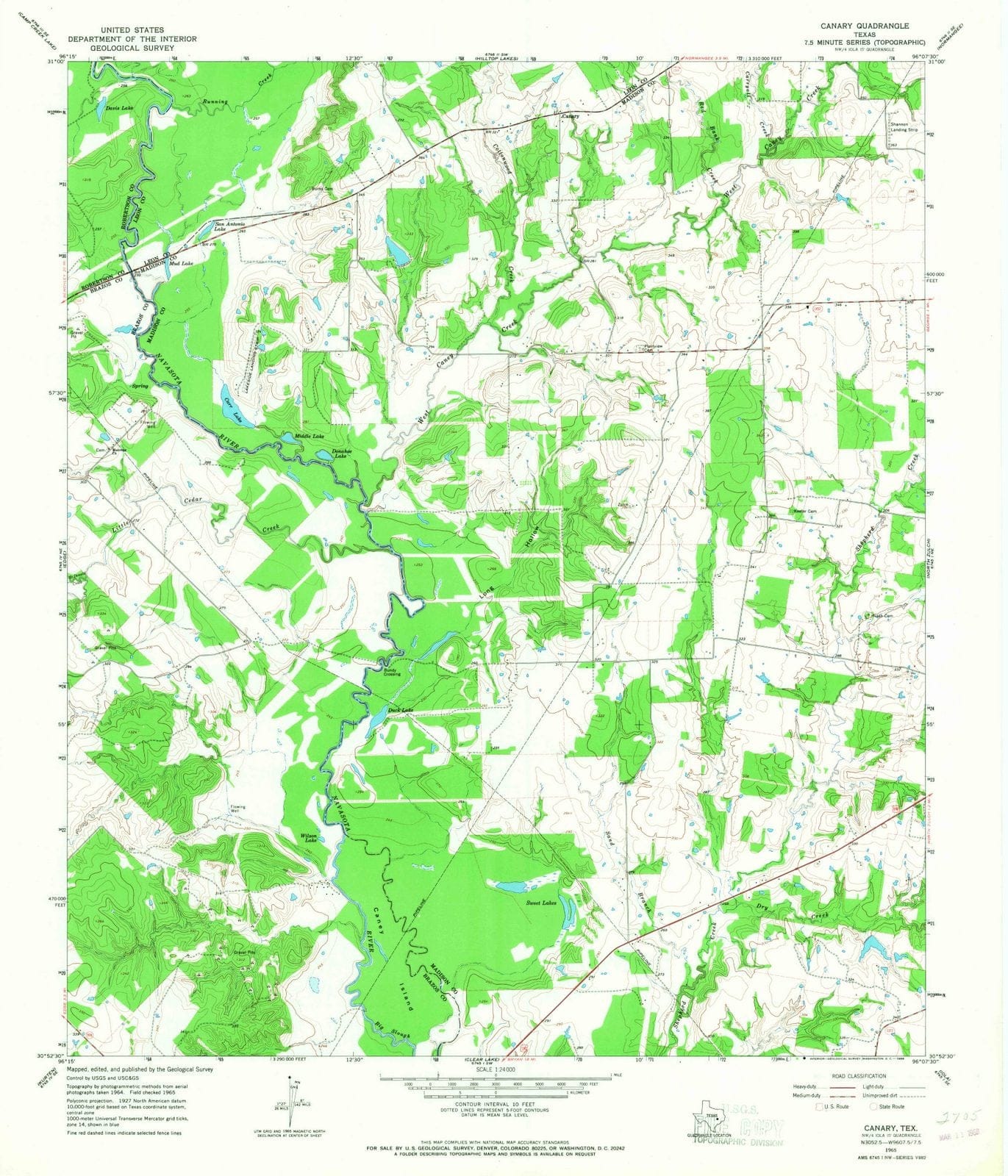 1965 Canary, TX - Texas - USGS Topographic Map