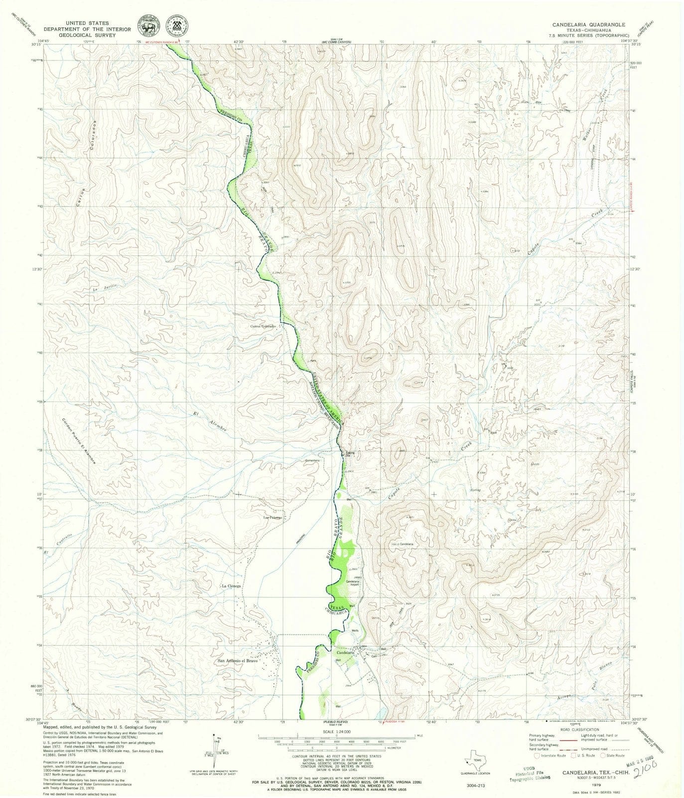 1979 Candelaria, TX - Texas - USGS Topographic Map