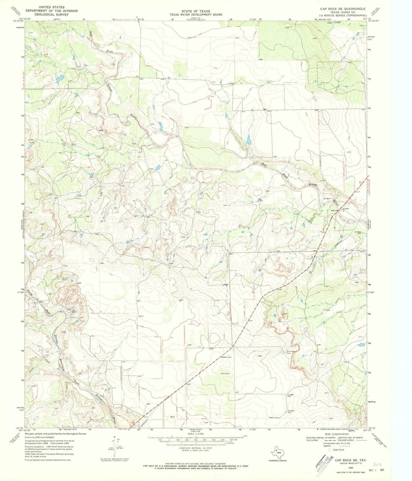1969 Cap Rock, TX - Texas - USGS Topographic Map