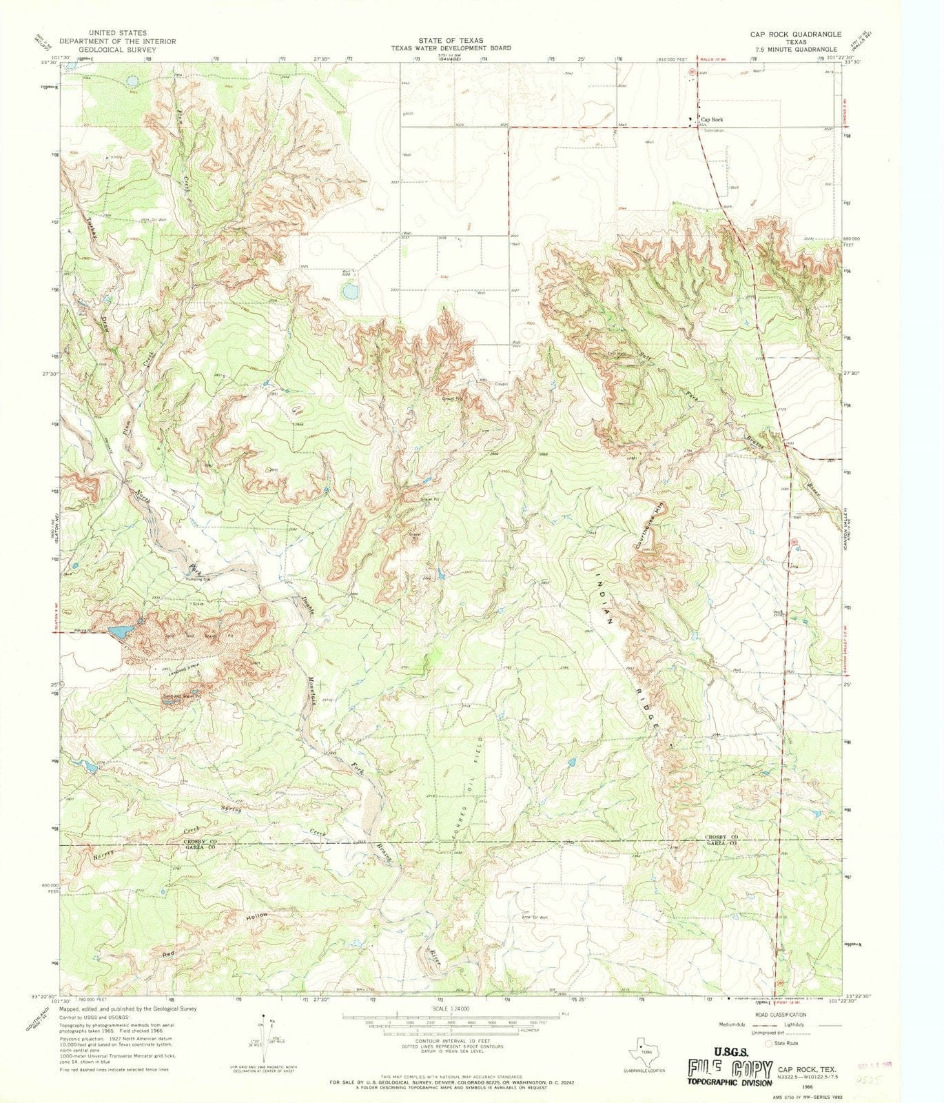 1966 Cap Rock, TX - Texas - USGS Topographic Map