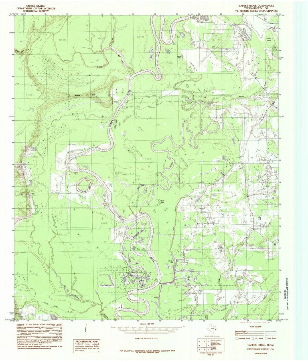 1984 Capers Ridge, TX - Texas - USGS Topographic Map