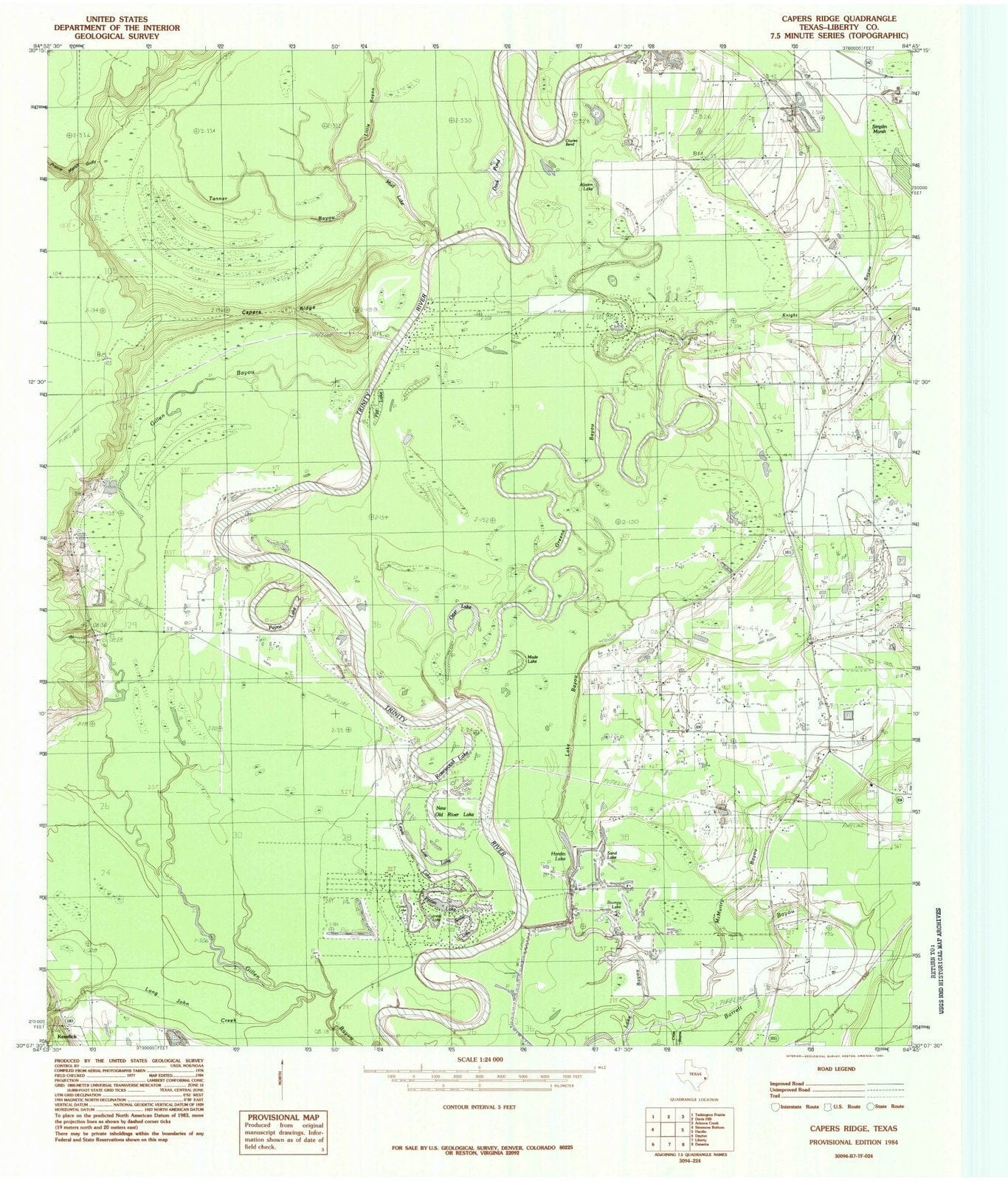 1984 Capers Ridge, TX - Texas - USGS Topographic Map