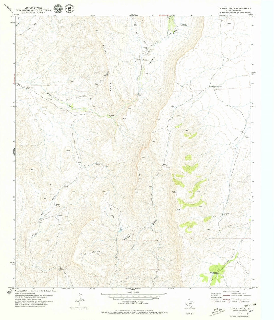 1979 Capote Falls, TX - Texas - USGS Topographic Map