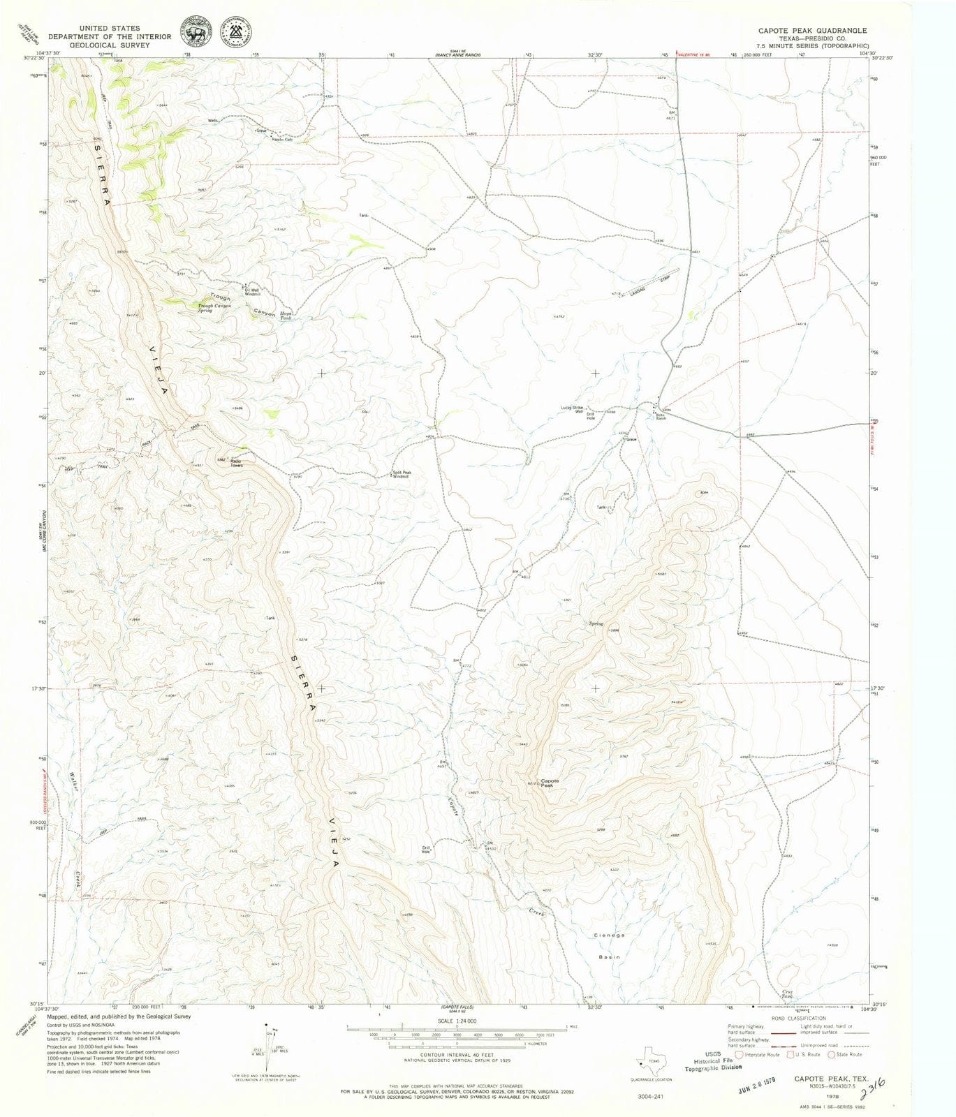 1978 Capote Peak, TX - Texas - USGS Topographic Map