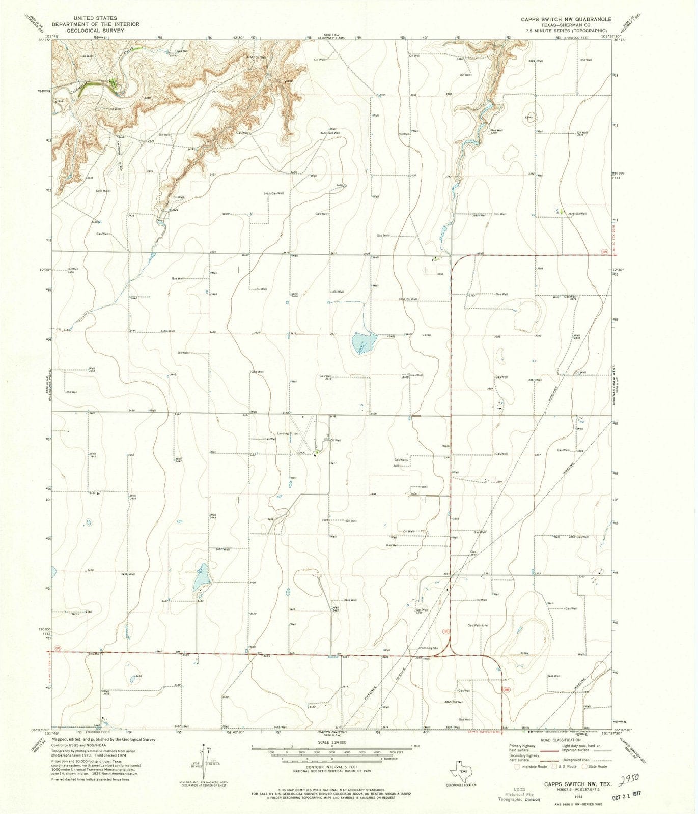 1974 Cappsitch, TX - Texas - USGS Topographic Map