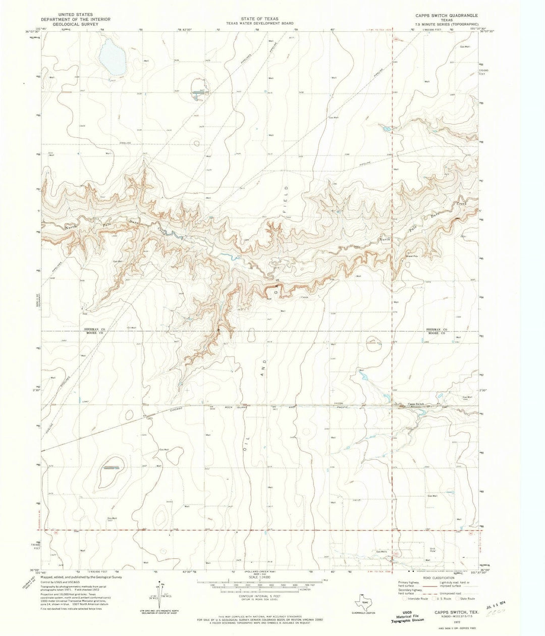 1972 Cappsitch, TX - Texas - USGS Topographic Map