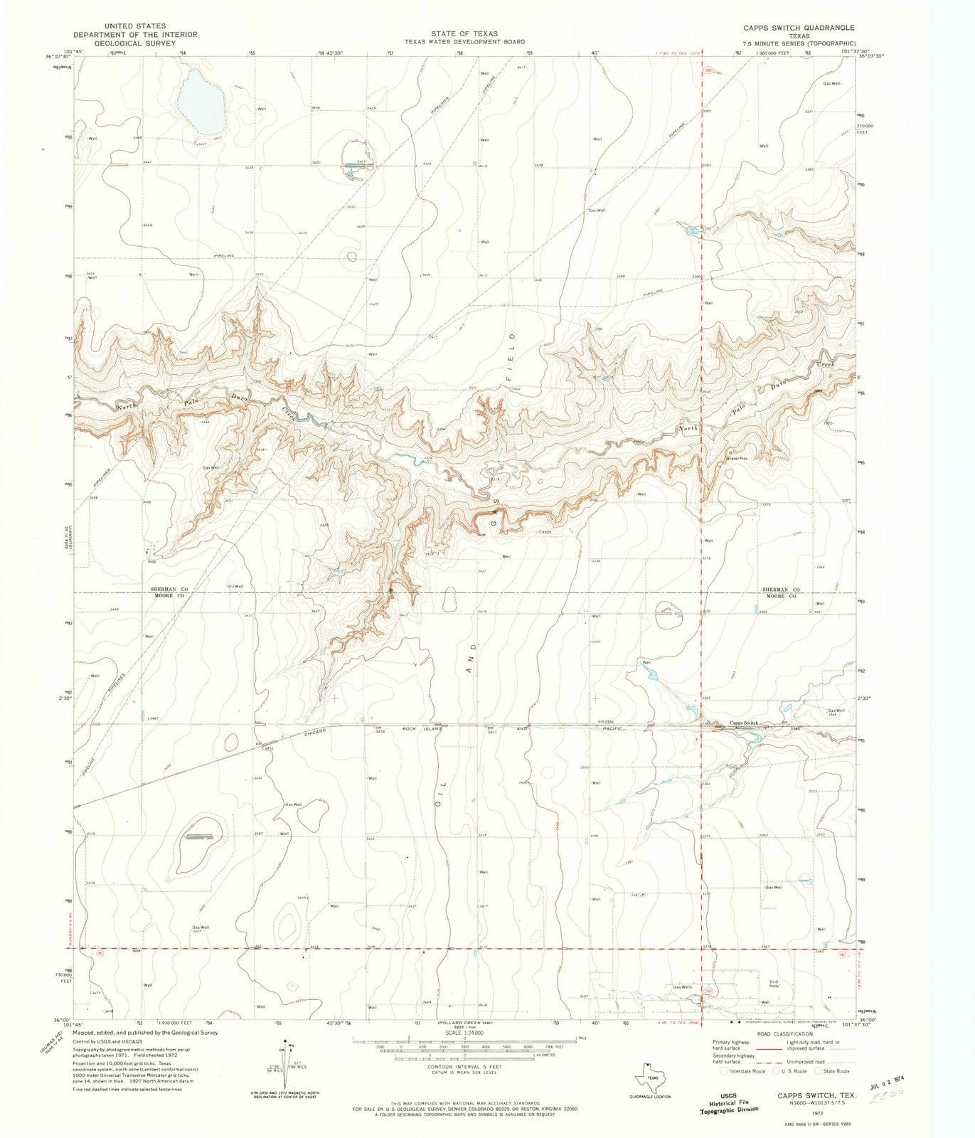 1972 Cappsitch, TX - Texas - USGS Topographic Map