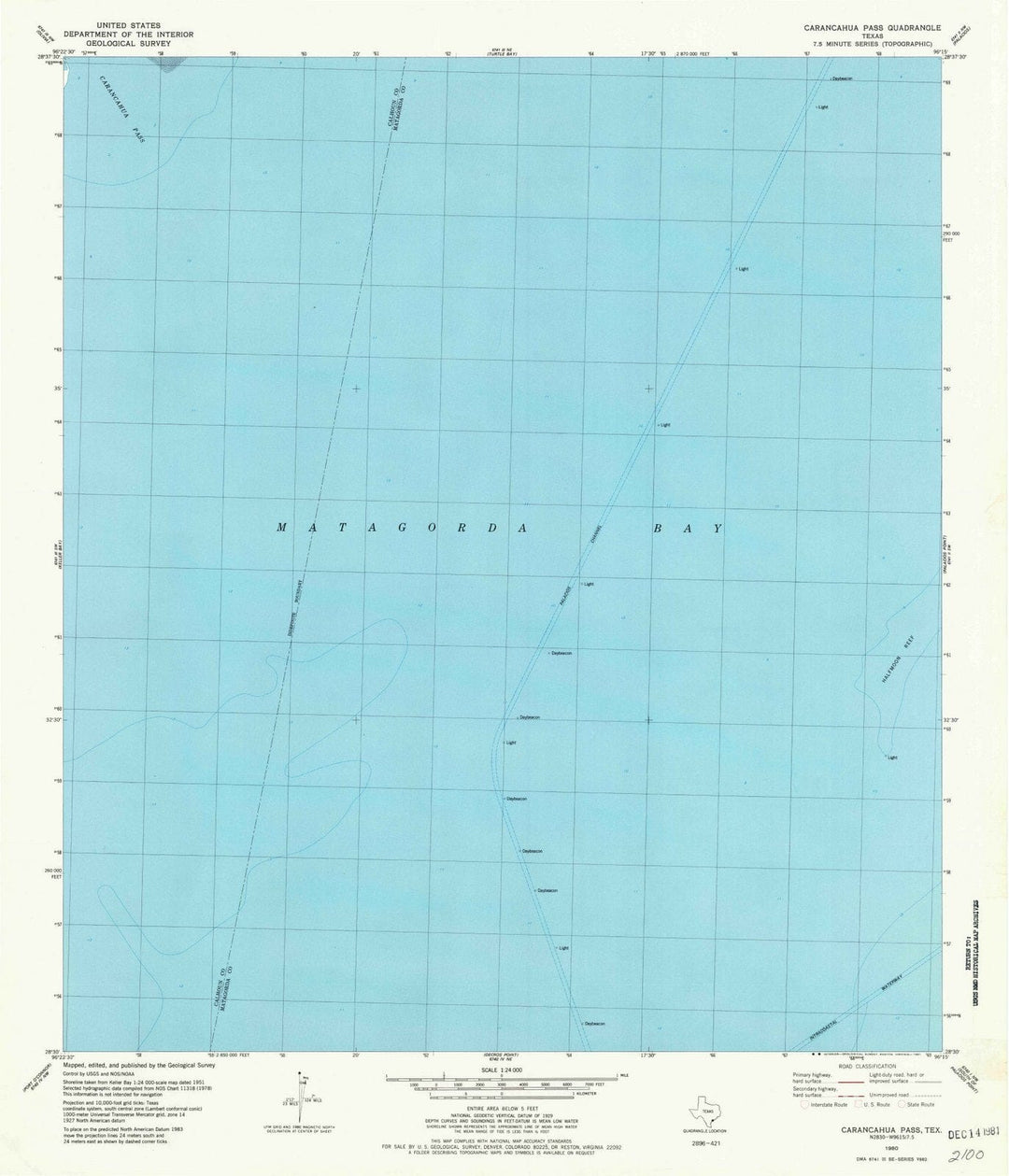 1980 Carancahua Pass, TX - Texas - USGS Topographic Map
