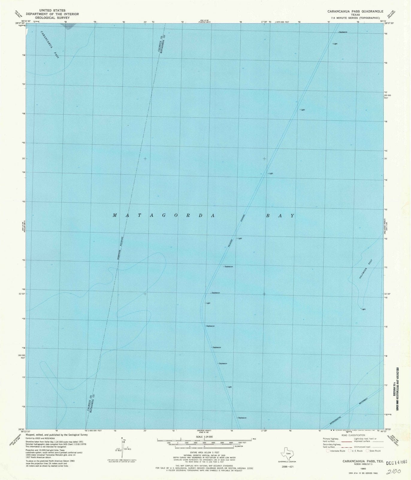 1980 Carancahua Pass, TX - Texas - USGS Topographic Map