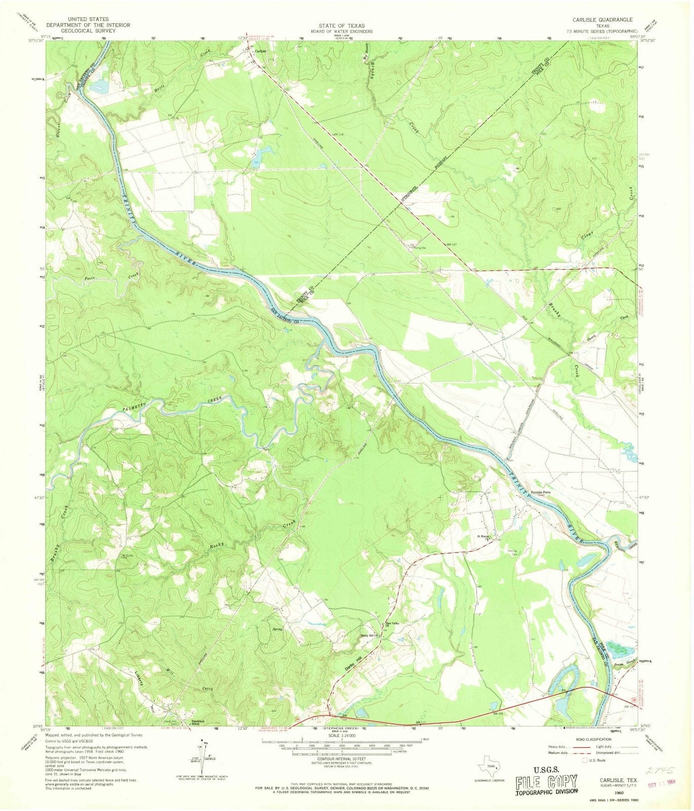 1960 Carlisle, TX - Texas - USGS Topographic Map