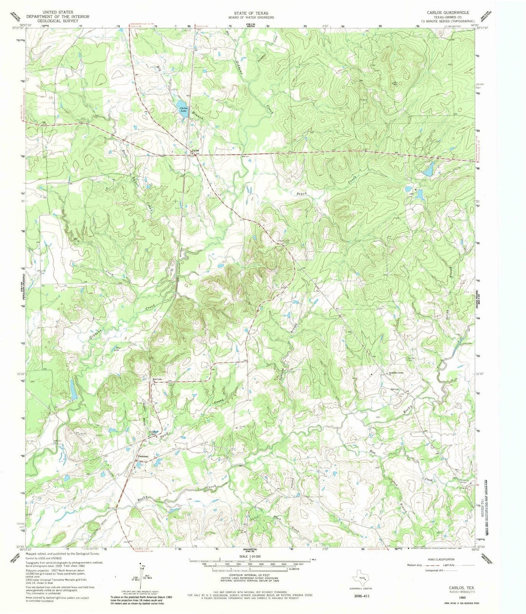 1960 Carlos, TX - Texas - USGS Topographic Map