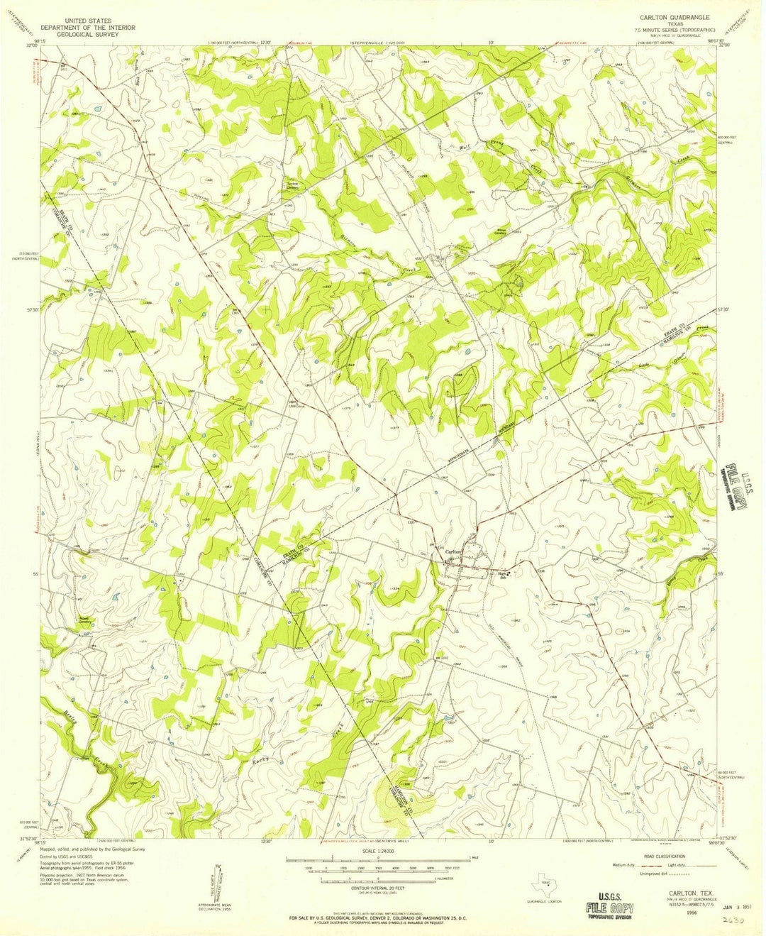 1956 Carlton, TX - Texas - USGS Topographic Map