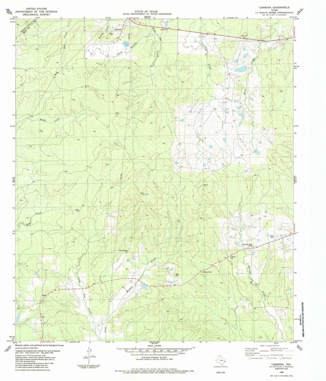 1984 Carmona, TX - Texas - USGS Topographic Map