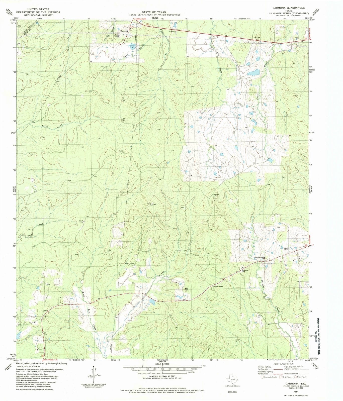 1984 Carmona, TX - Texas - USGS Topographic Map