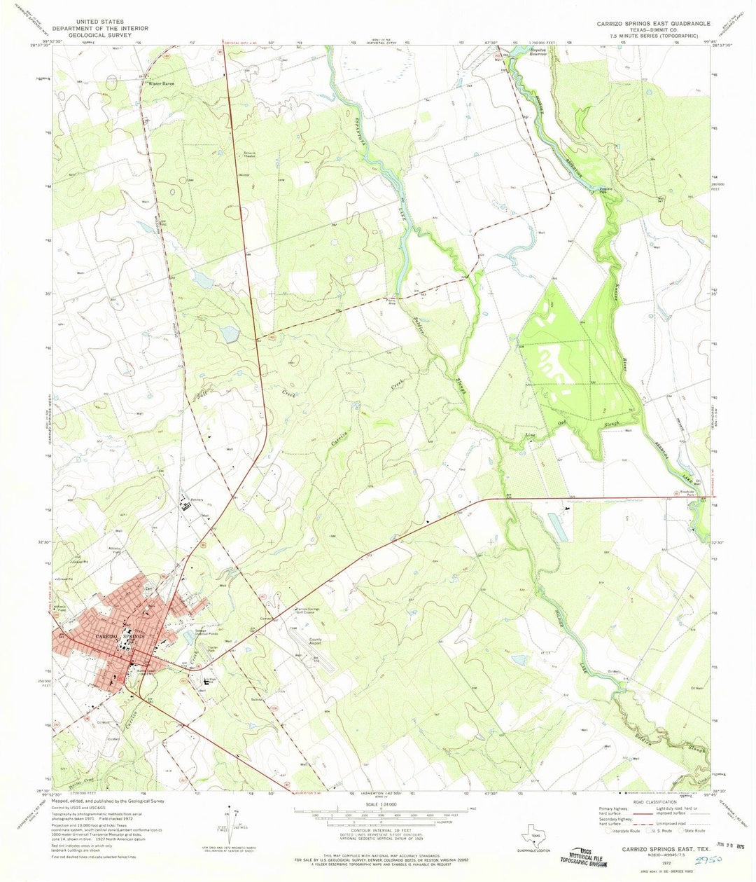 1972 Carrizo Springs East, TX - Texas - USGS Topographic Map
