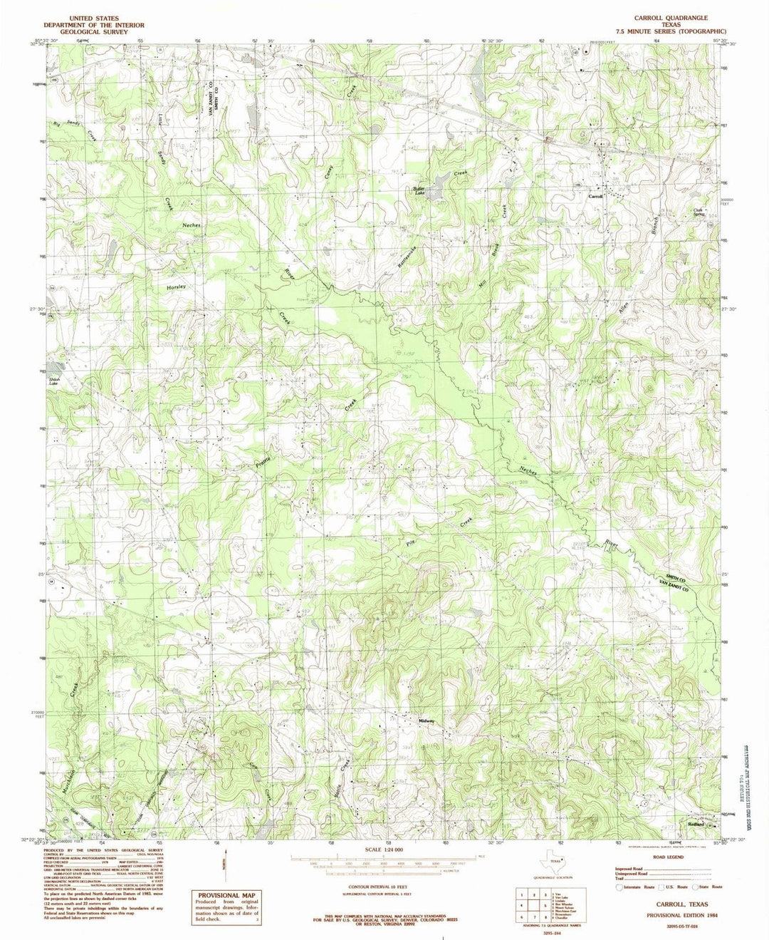 1984 Carroll, TX - Texas - USGS Topographic Map