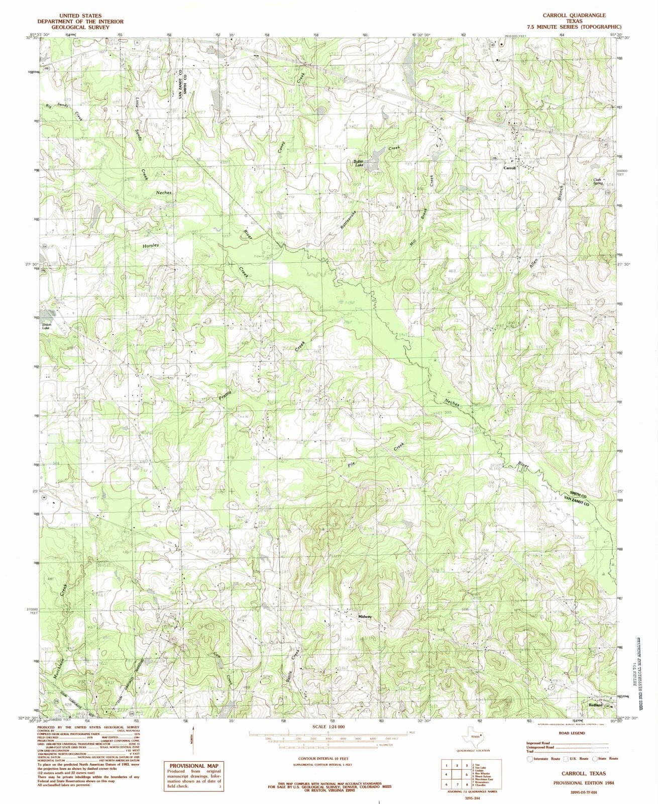 1984 Carroll, TX - Texas - USGS Topographic Map