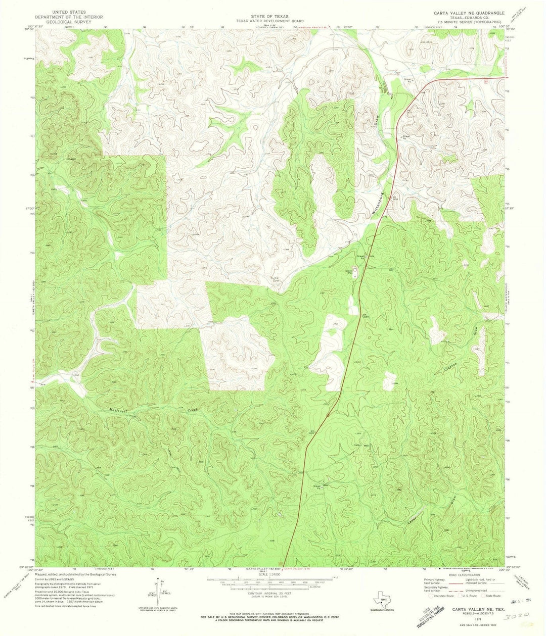 1971 Carta Valley, TX - Texas - USGS Topographic Map