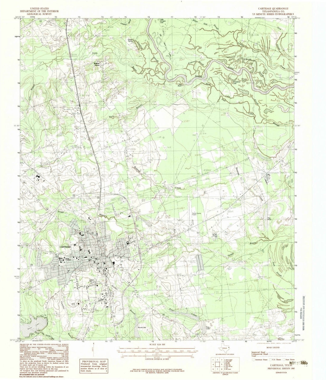 1983 Carthage, TX - Texas - USGS Topographic Map