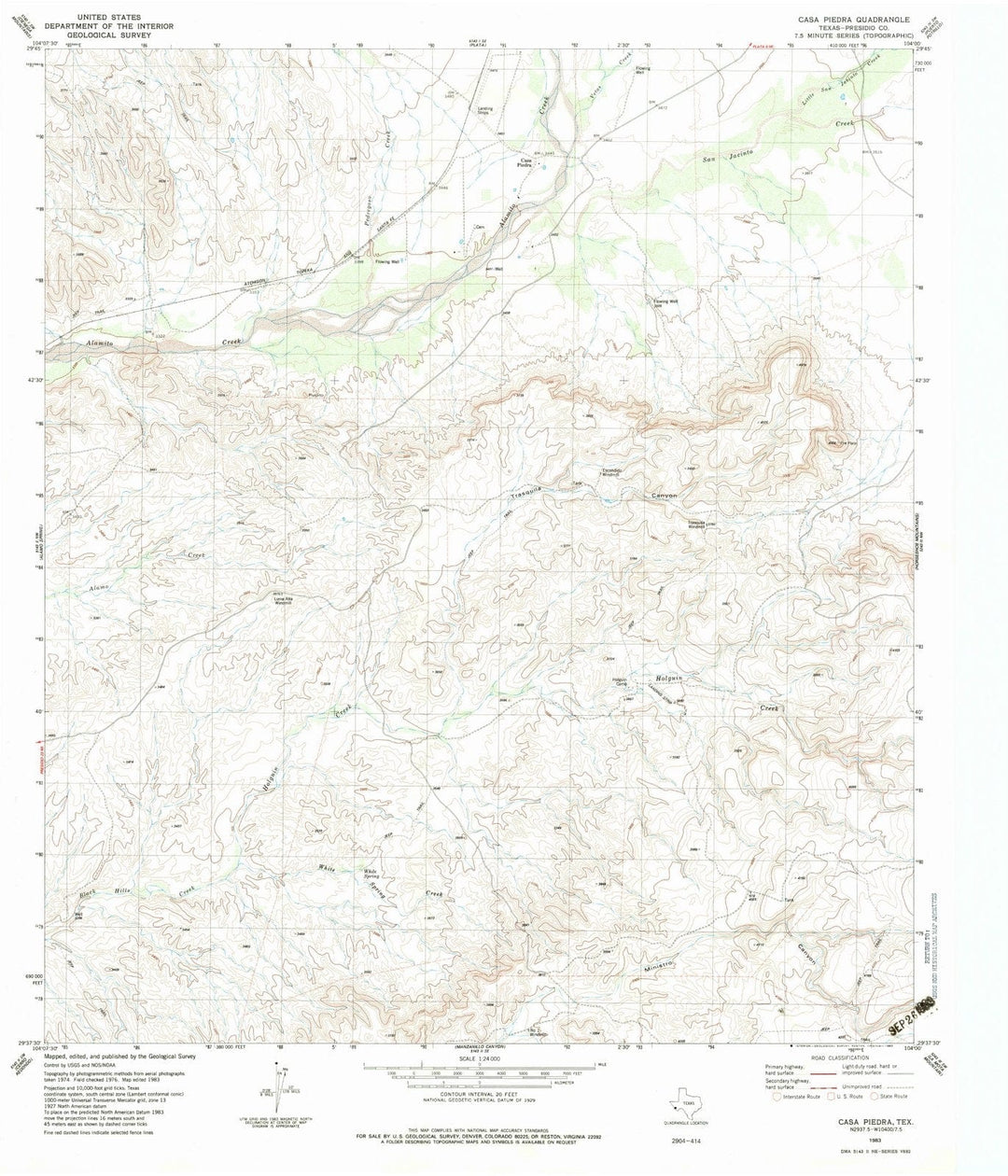1983 Casa Piedra, TX - Texas - USGS Topographic Map