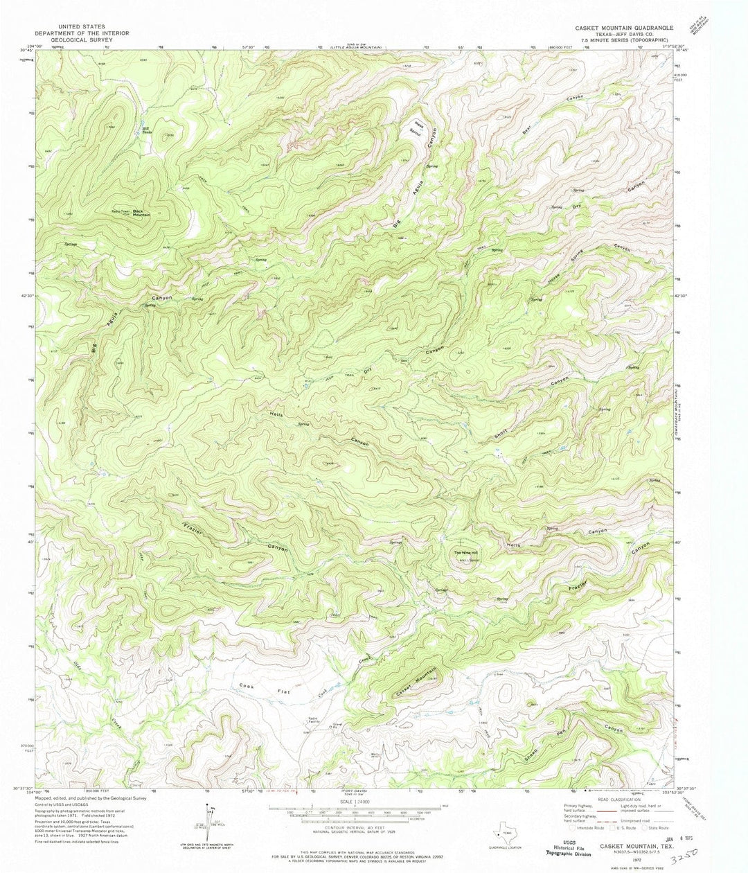 1972 Casket Mountain, TX - Texas - USGS Topographic Map