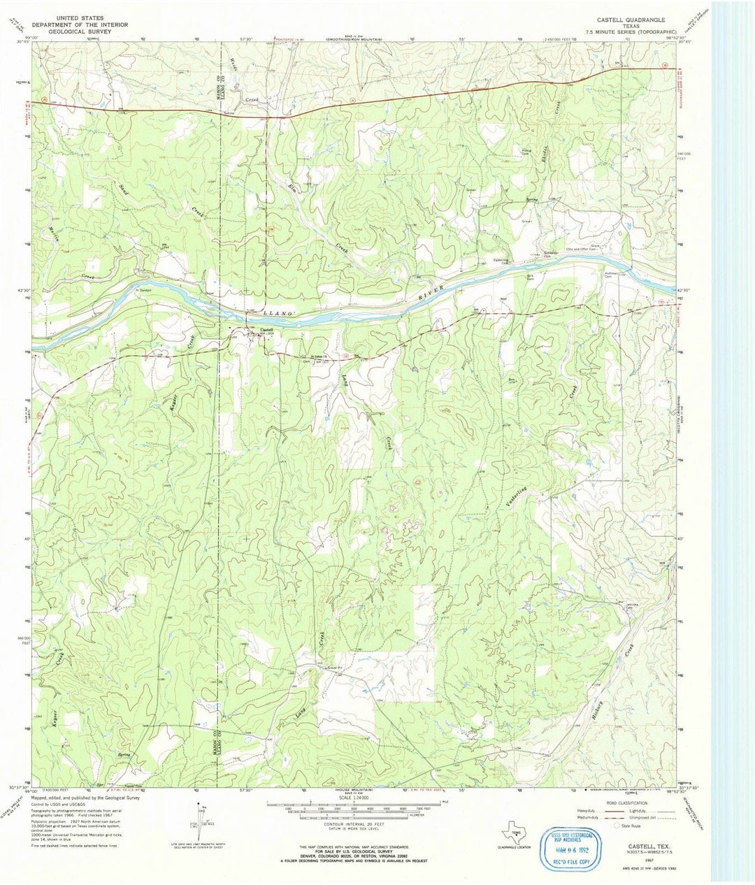 1967 Castell, TX - Texas - USGS Topographic Map