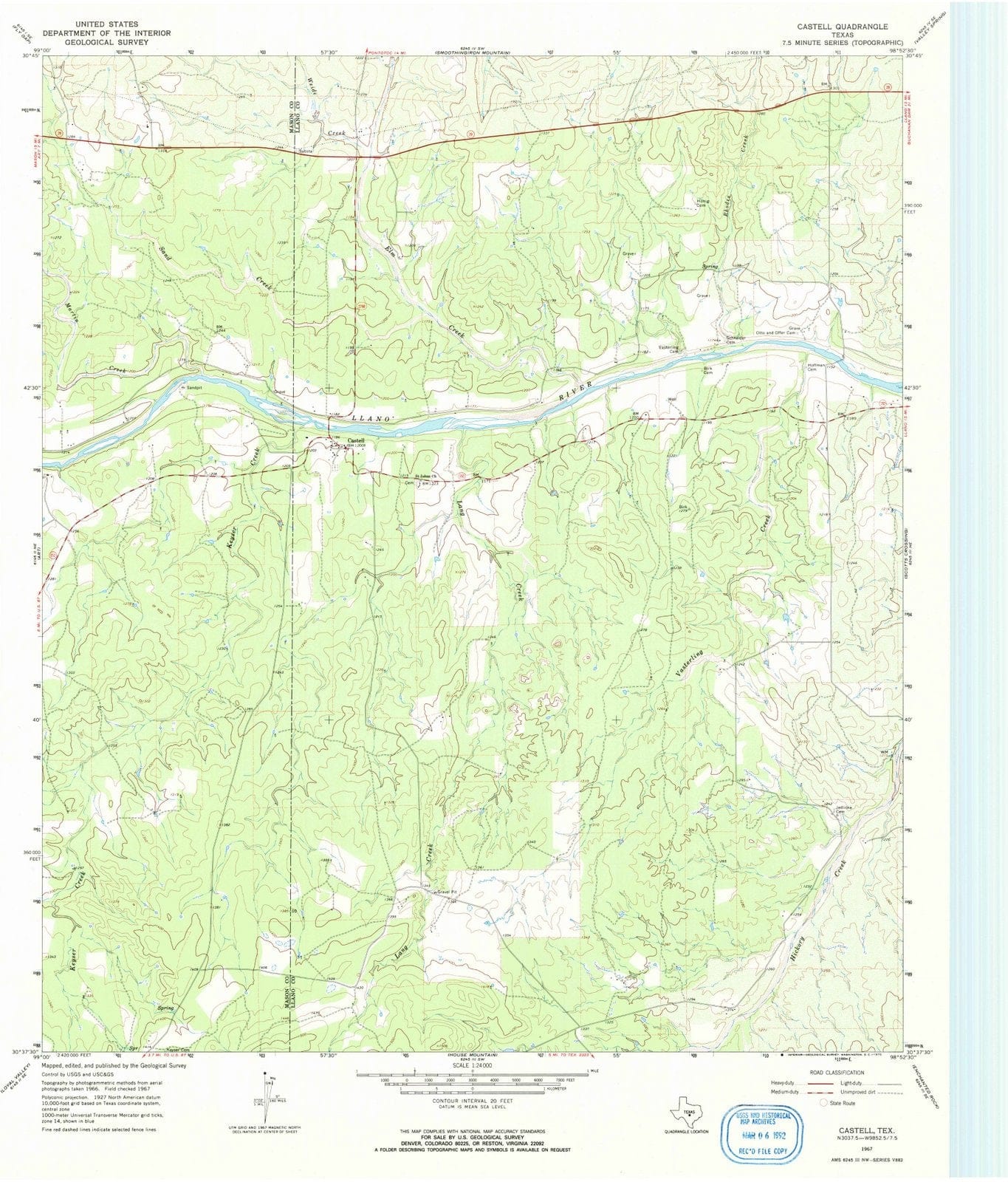 1967 Castell, TX - Texas - USGS Topographic Map