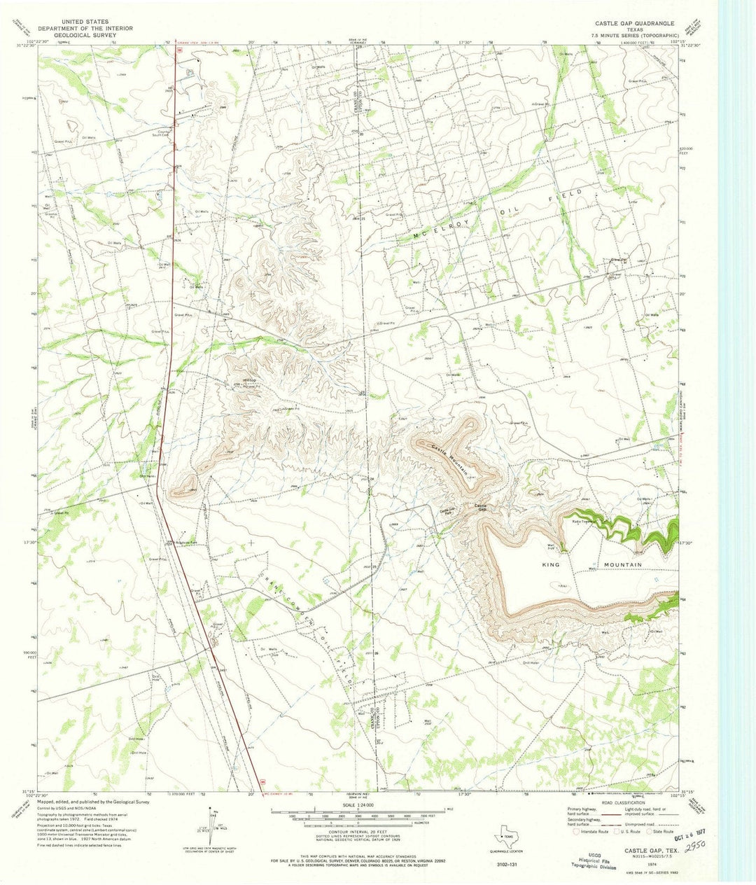 1974 Castle Gap, TX - Texas - USGS Topographic Map