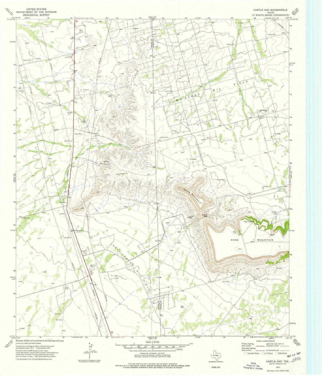 1974 Castle Gap, TX - Texas - USGS Topographic Map