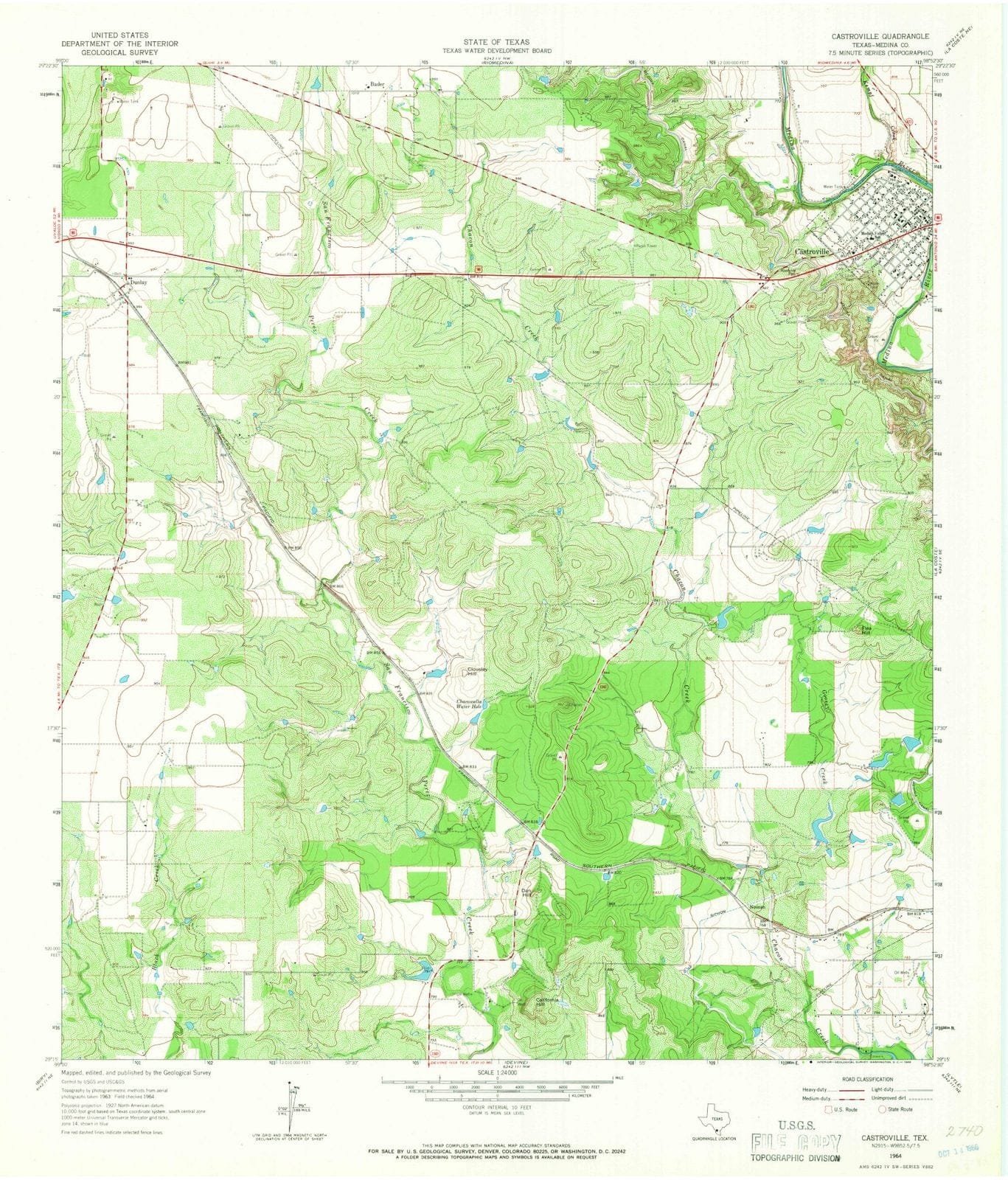1964 Castroville, TX - Texas - USGS Topographic Map