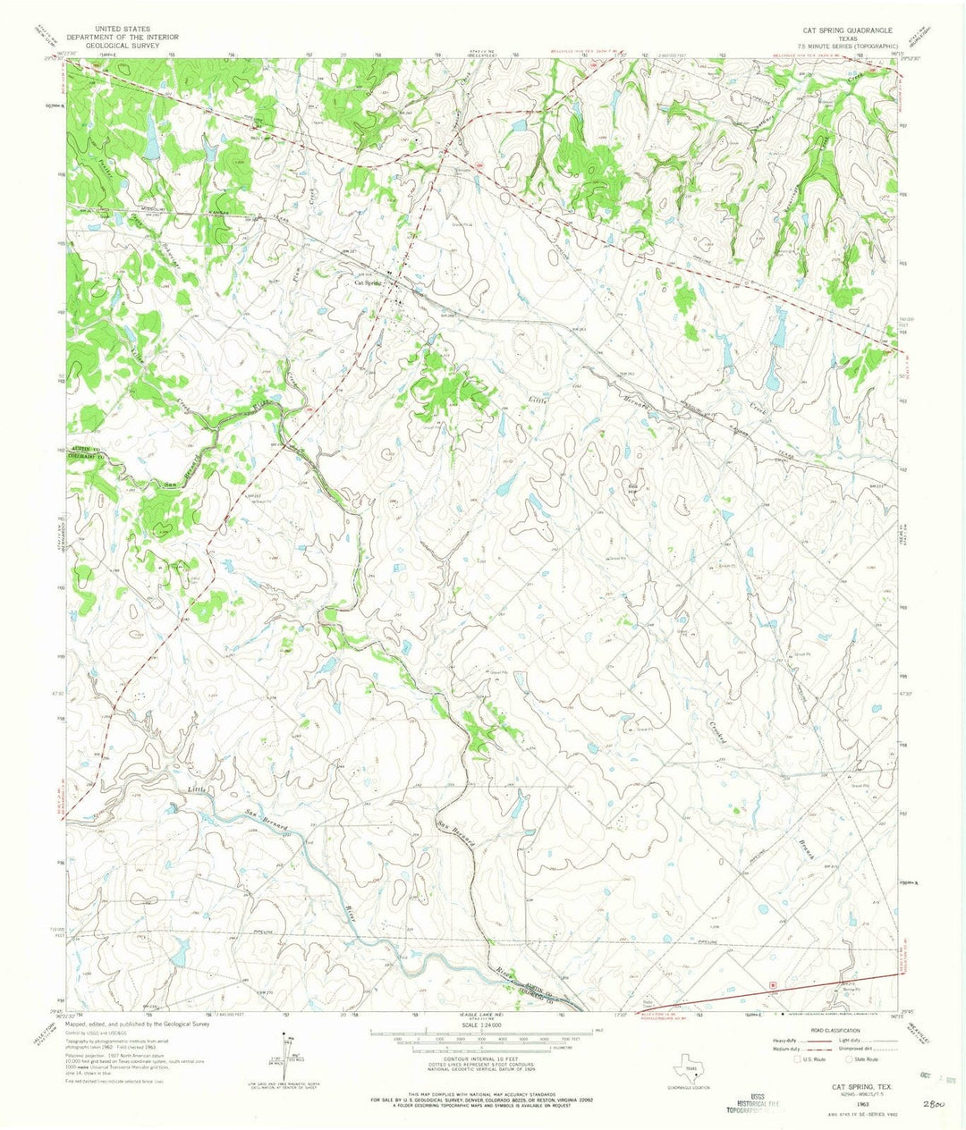 1963 Cat Spring, TX - Texas - USGS Topographic Map