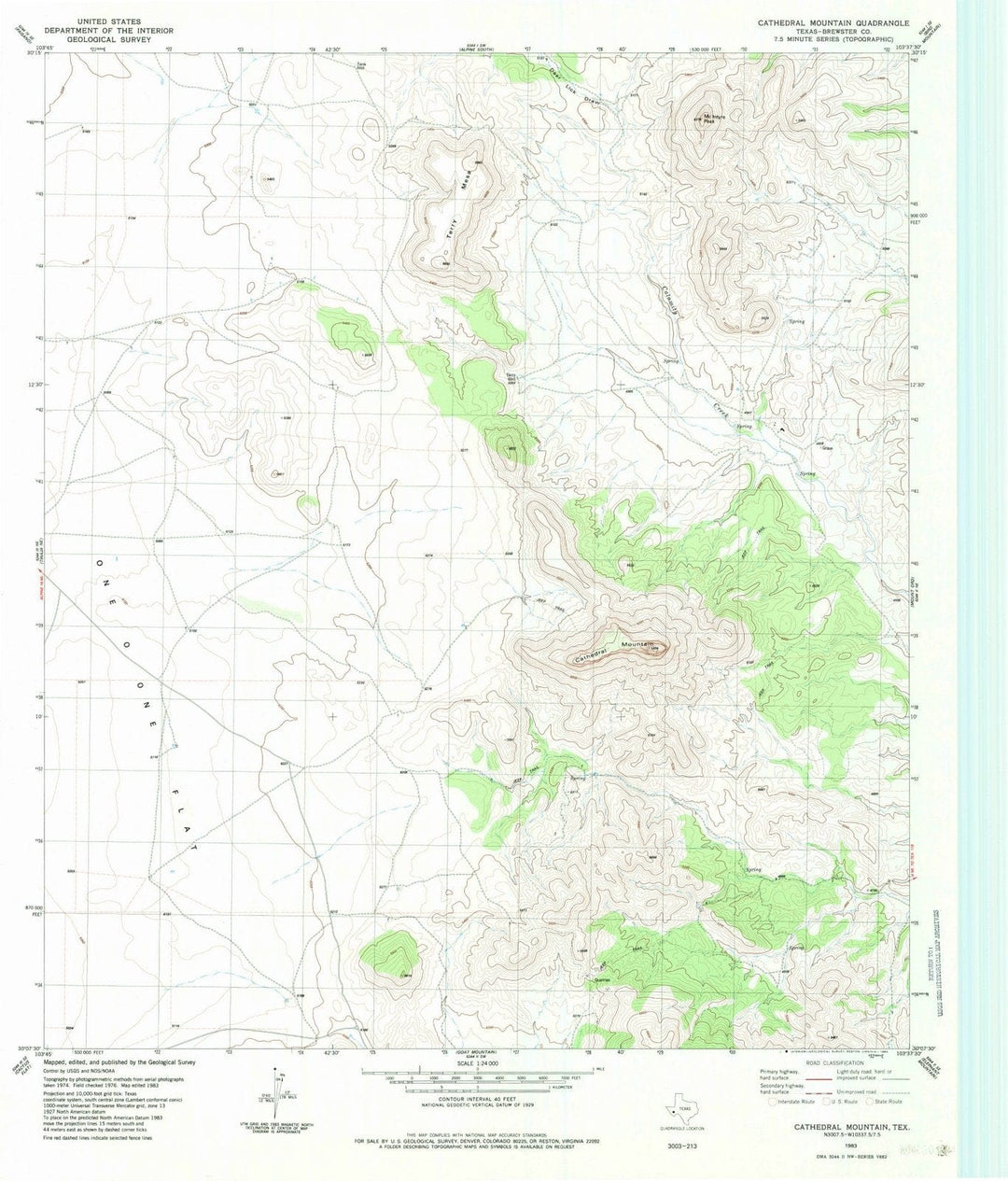 1983 Cathedral Mountain, TX - Texas - USGS Topographic Map