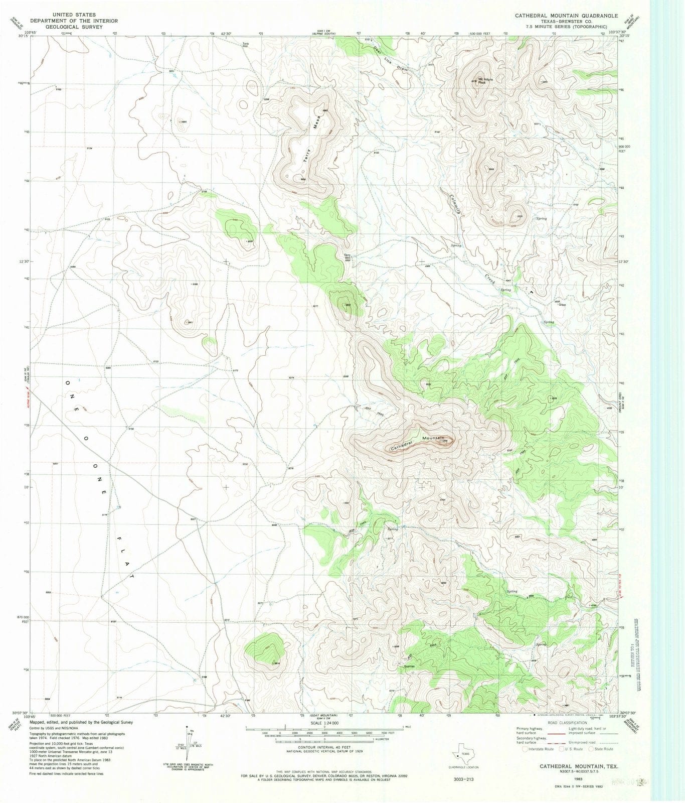 1983 Cathedral Mountain, TX - Texas - USGS Topographic Map