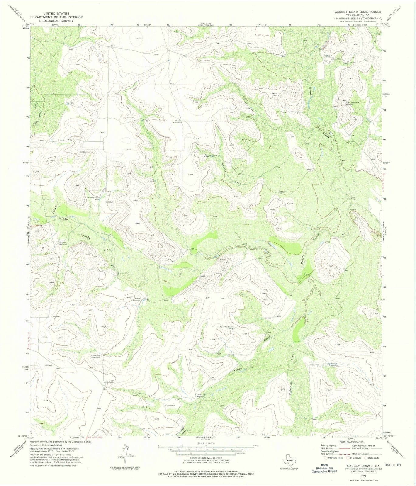 1973 Causeyraw, TX - Texas - USGS Topographic Map