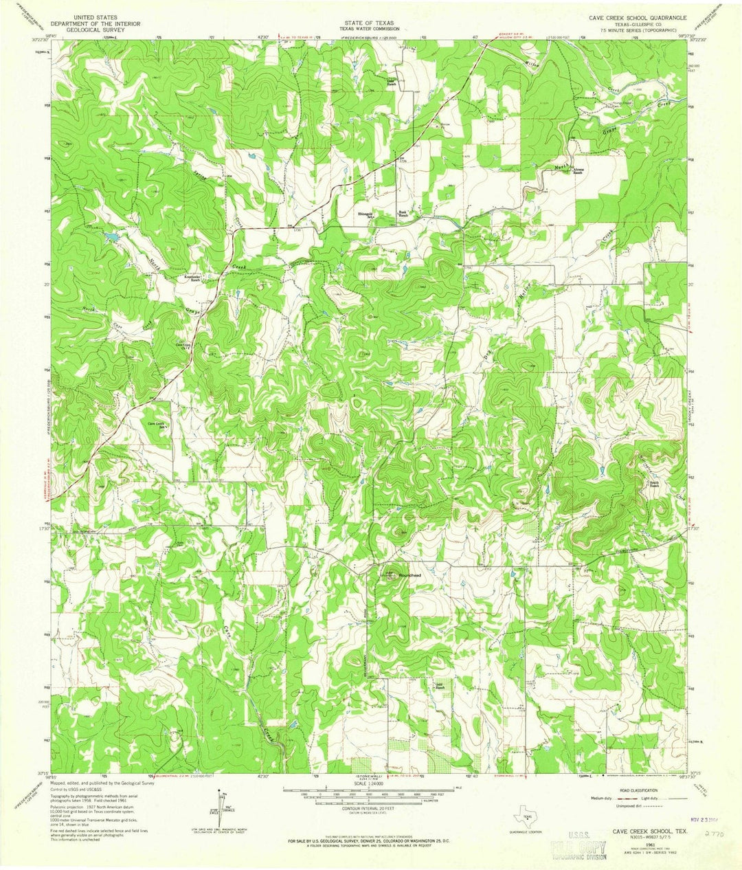 1961 Cave Creek School, TX - Texas - USGS Topographic Map