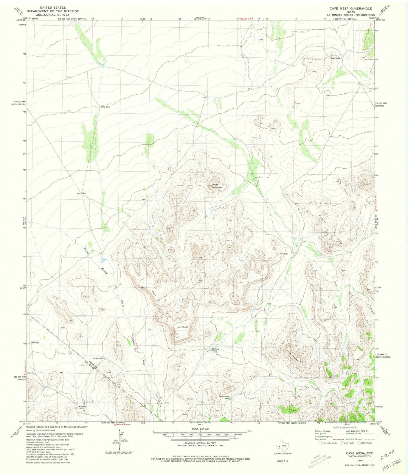 1980 Cave Mesa, TX - Texas - USGS Topographic Map v2